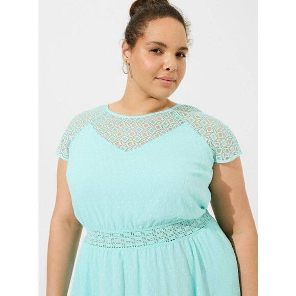 Torrid Mini Clip Dot Crochet Lace Skater Dress - Picture 2 of 3